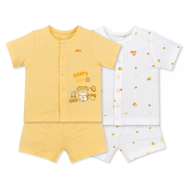 Set 2 bộ kháng khuẩn modal ngắn Animo BMC1125060 (0-24M, Trắng-vàng, TT06)