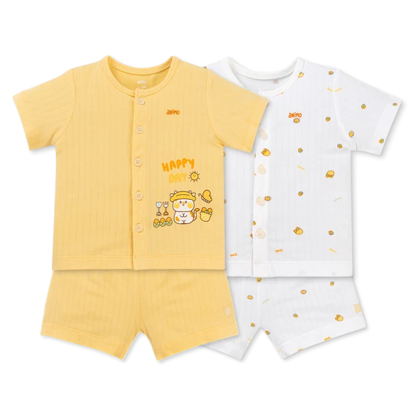 Set 2 bộ kháng khuẩn modal ngắn Animo BMC1125060 (0-24M, Trắng-vàng, TT06)