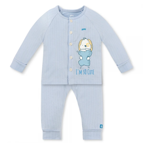 Set 2 bộ kháng khuẩn modal dài Animo BMC1125065 (0-24M, Trắng-xanh da trời, NN06)