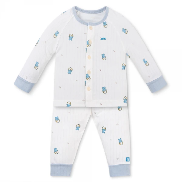 Set 2 bộ kháng khuẩn modal dài Animo BMC1125065 (0-24M, Trắng-xanh da trời, NN06)