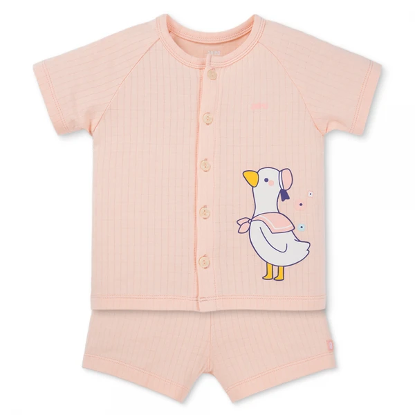 Set 2 bộ rayon chống muỗi ngắn Animo VD1125038 (0-24M, Trắng-hồng cam, NN06)