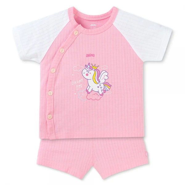 Set 2 bộ rayon chống muỗi ngắn Animo VD1225020 (0-24M, Trắng-hồng tím, NN06)