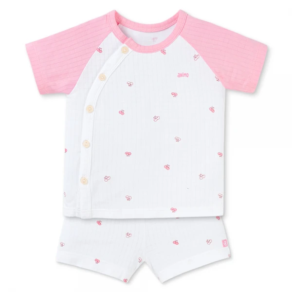 Set 2 bộ rayon chống muỗi ngắn Animo VD1225020 (0-24M, Trắng-hồng tím, NN06)