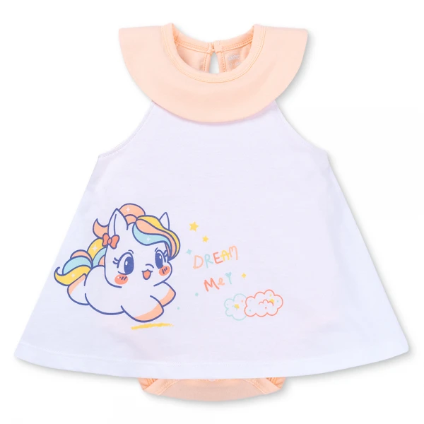 Bodysuit bé gái tam giác Animo VD1025028 (0-9M, Trắng - cam, NN02)