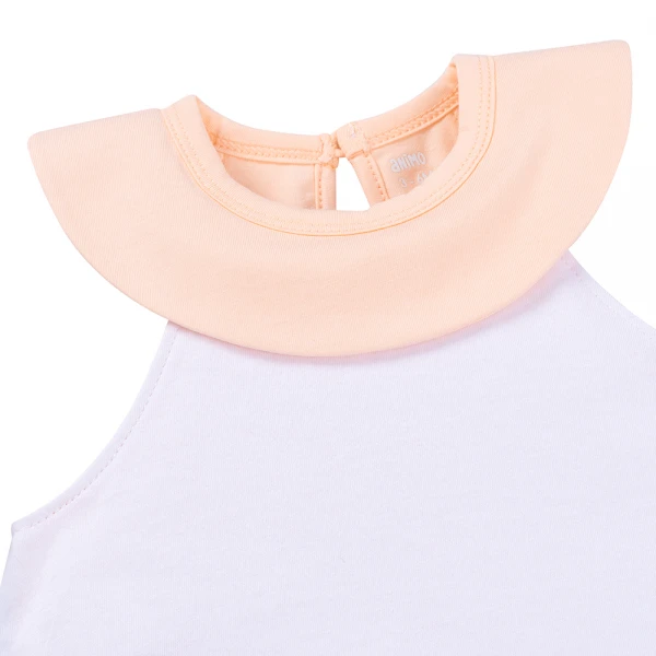 Bodysuit bé gái tam giác Animo VD1025028 (0-9M, Trắng - cam, NN02)