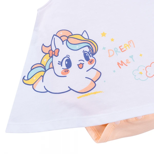 Bodysuit bé gái tam giác Animo VD1025028 (0-9M, Trắng - cam, NN02)