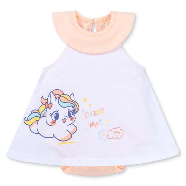 Bodysuit bé gái tam giác Animo VD1025028 (0-9M, Trắng - cam, NN02)