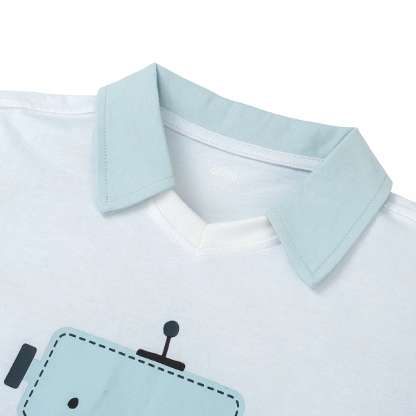 Bộ polo bé trai ngắn Animo HN1225031 (1-6Y, Trắng-biển)