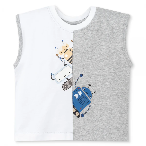 Bộ bé trai áo sát nách quần dài Animo HN1225033 (1-6Y, Trắng-xám)