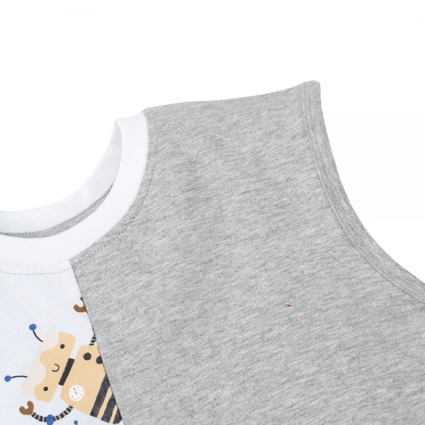 Bộ bé trai áo sát nách quần dài Animo HN1225033 (1-6Y, Trắng-xám)