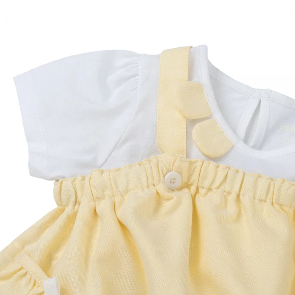 Bộ yếm váy bé gái Animo LU1125045 (1-4Y, Trắng-vàng, TT00)