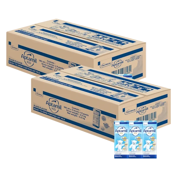 2 thùng Sữa dinh dưỡng pha sẵn Aptamil Kid 180ml, lốc 3 hộp (Từ 1 tuổi)