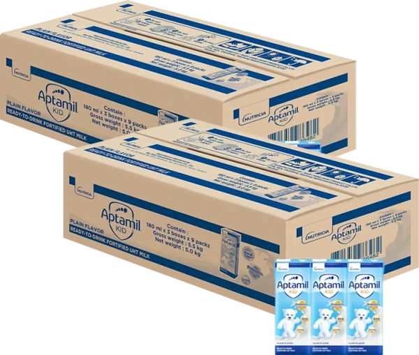 2 thùng Sữa dinh dưỡng pha sẵn Aptamil Kid 180ml, lốc 3 hộp (Từ 1 tuổi)