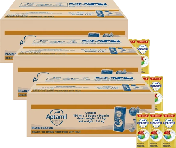3 thùng Sữa pha sẵn Aptamil Super Gold Kid 180ml (lốc 3 hộp)