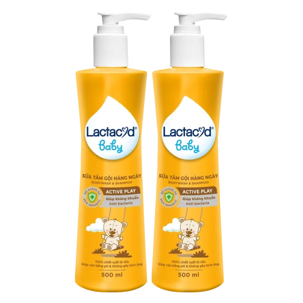 Combo 2 Sữa tắm gội bảo vệ cho bé Lactacyd Active Play 500ml (Giao mẫu ngẫu nhiên)