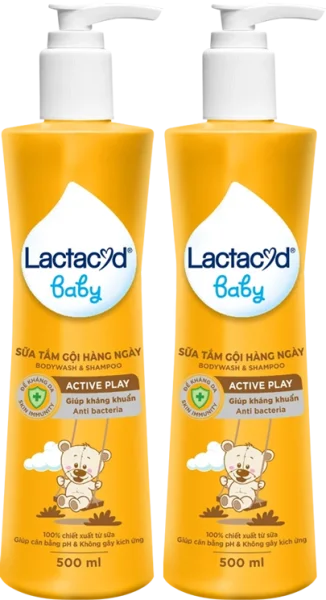 Combo 2 Sữa tắm gội bảo vệ cho bé Lactacyd Active Play 500ml (Giao mẫu ngẫu nhiên)