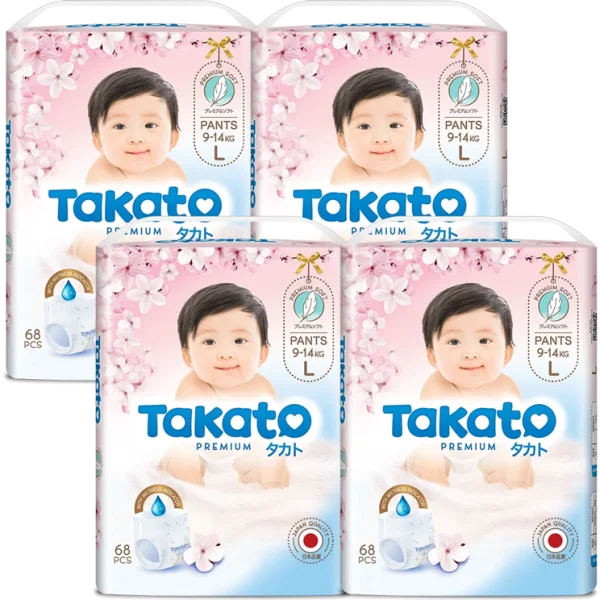 Combo 4 Tã quần Takato siêu mềm mại (L, 68 miếng)