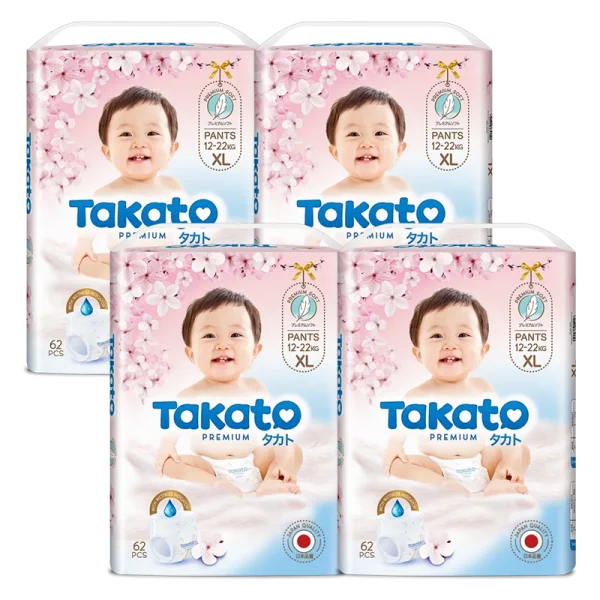 Combo 4 Tã quần Takato siêu mềm mại (XL, 62 miếng)