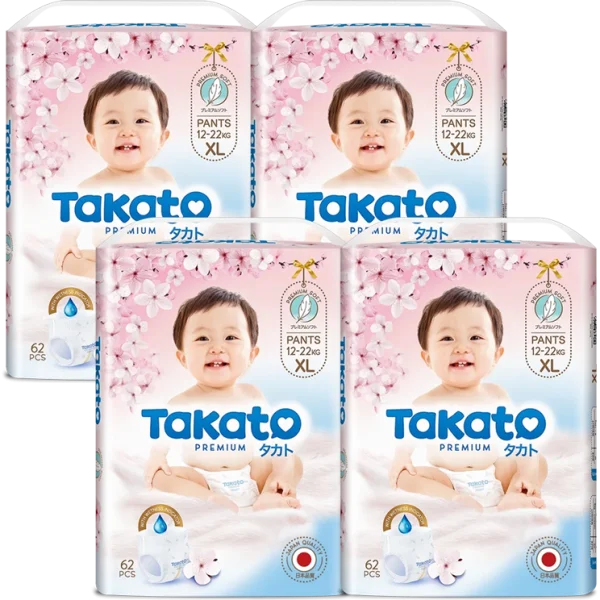 Combo 4 Tã quần Takato siêu mềm mại (XL, 62 miếng)