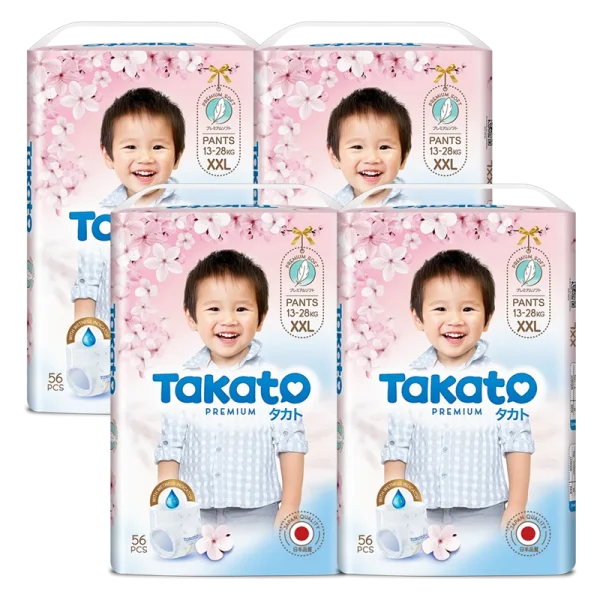 Combo 4 Tã quần Takato siêu mềm mại (XXL, 56 miếng)