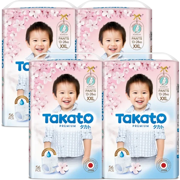 Combo 4 Tã quần Takato siêu mềm mại (XXL, 56 miếng)