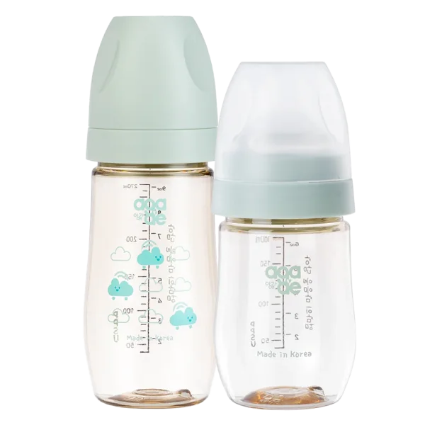 Combo 1 Bình sữa PPSU Aga-ae 180ml (Xanh) và 1 Bình sữa PPSU Aga-ae cao cấp 270ml (mây xanh)