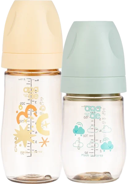 Combo 1 Bình sữa PPSU Aga-ae cao cấp 180ml (mây xanh) và 1 Bình sữa PPSU Aga-ae cao cấp 270ml (nắng mai)