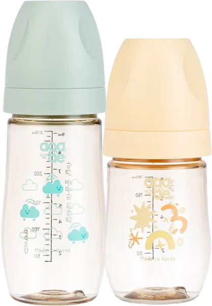 Combo 1 Bình sữa PPSU Aga-ae cao cấp 180ml (nắng mai) và 1 Bình sữa PPSU Aga-ae cao cấp 270ml (mây xanh)
