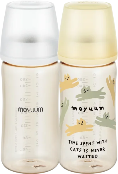 Combo 1 Bình sữa Moyuum thế hệ 3 PPSU 270ml (mèo vàng) và 1 Bình sữa Moyuum thế hệ 3 PPSU 270ml (Beige, mẫu mới)