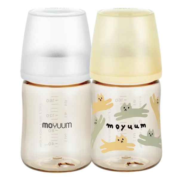 Combo 1 B&igrave;nh sữa Moyuum thế hệ 3 PPSU 170ml (m&egrave;o v&agrave;ng) v&agrave; 1 B&igrave;nh sữa Moyuum thế hệ 3 PPSU 170ml (Beige)