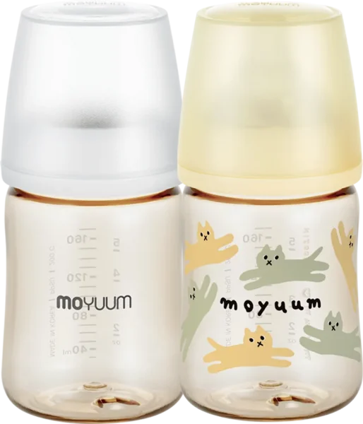 Combo 1 Bình sữa Moyuum thế hệ 3 PPSU 170ml (mèo vàng) và 1 Bình sữa Moyuum thế hệ 3 PPSU 170ml (Beige)