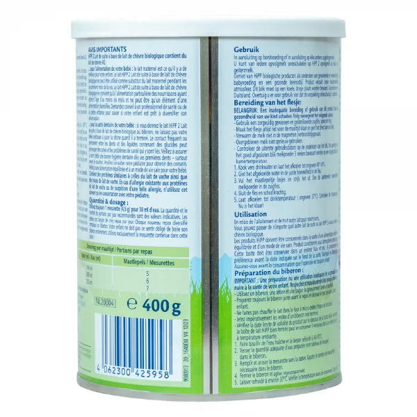 Sữa dê HiPP Organic số 2, 400gr