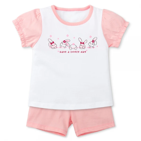 Bộ bé gái ngắn Animo Easy FG1125071 (1-4Y, Trắng-hồng)