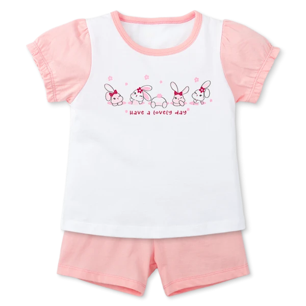 Bộ bé gái ngắn Animo Easy FG1125071 (1-4Y, Trắng-hồng)