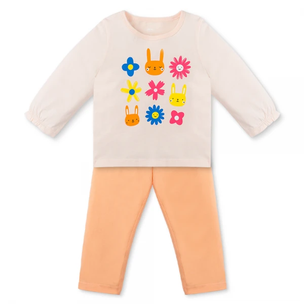 Bộ bé gái dài Animo Easy FG1125072 (1-4Y, Kem-cam)