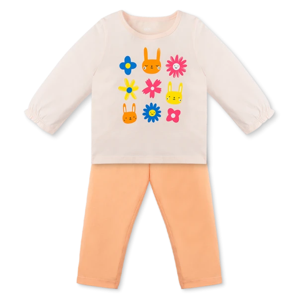 Bộ bé gái dài Animo Easy FG1125072 (1-4Y, Kem-cam)