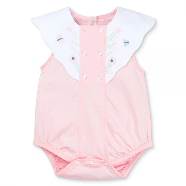 Bodysuit bé gái tam giác Animo VD1125031 (0-3M,Hồng - trắng, NN01)