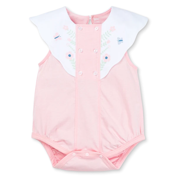 Bodysuit bé gái tam giác Animo VD1125031 (0-3M,Hồng - trắng, NN01)
