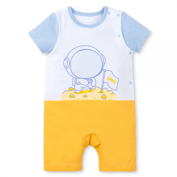 Bodysuit bé trai đùi Animo VD1225016 (0-3M, Trắng - vàng, TT02)