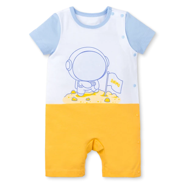 Bodysuit bé trai đùi Animo VD1225016 (0-3M, Trắng - vàng, TT02)