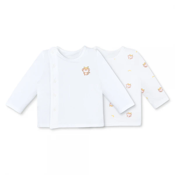 Set 2 áo sơ sinh cài chéo tay dài Animo Easy HN0126055 (NB, Trắng)