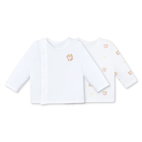 Set 2 áo sơ sinh cài chéo tay dài Animo Easy HN0126055 (NB, Trắng)