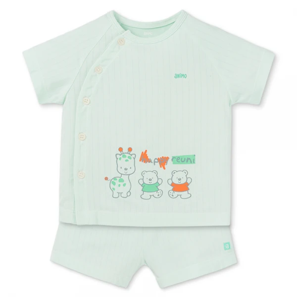 Set 2 bộ kháng khuẩn modal ngắn Animo BMC1125057 (0-3M, Trắng-xanh lá nhạt, NN06)