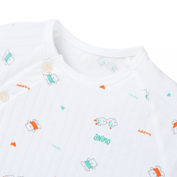 Set 2 bộ kháng khuẩn modal ngắn Animo BMC1125057 (0-3M, Trắng-xanh lá nhạt, NN06)