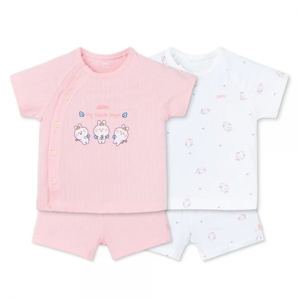 Set 2 bộ kháng khuẩn modal ngắn Animo BMC1125063 (0-3M, Trắng-hồng, NN06)