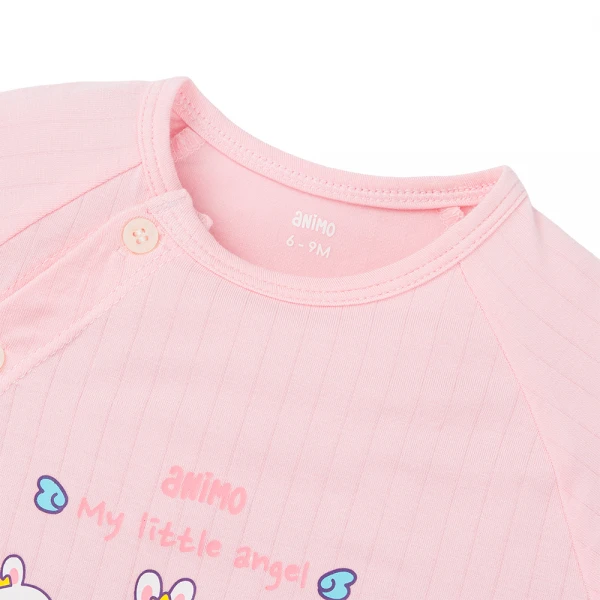 Set 2 bộ kháng khuẩn modal ngắn Animo BMC1125063 (0-3M, Trắng-hồng, NN06)