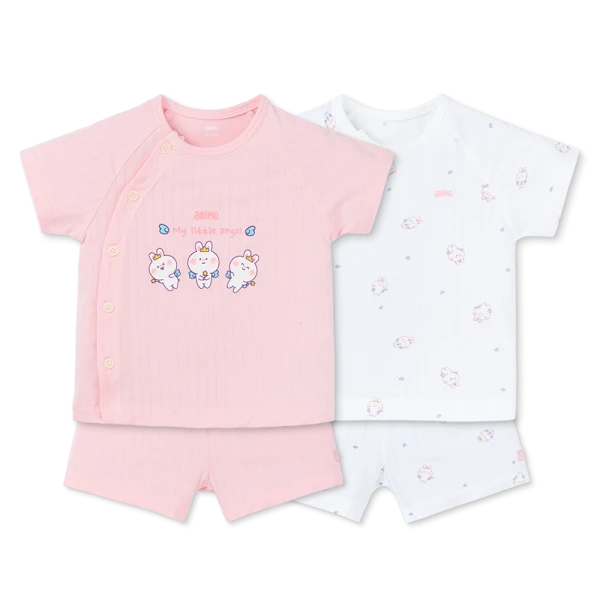 Set 2 bộ kháng khuẩn modal ngắn Animo BMC1125063 (0-3M, Trắng-hồng, NN06)