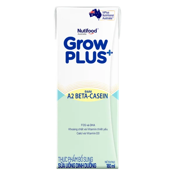 Sữa Bột Pha Sẵn Nutifood GrowPLUS A2 Beta-Casein 180ml (Lốc 4)