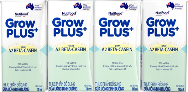 Sữa Bột Pha Sẵn Nutifood GrowPLUS A2 Beta-Casein 110ml (Lốc 4)