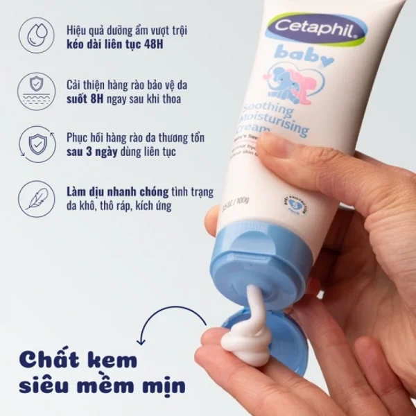 Kem làm dịu và dưỡng ẩm cho bé Cetaphil Baby Soothing & Moistuirising Cream 100g